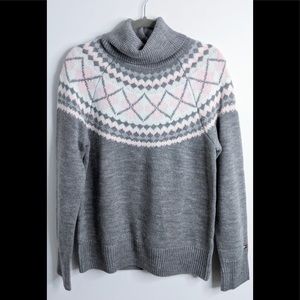 Tommy Hilfiger | NWT Gray with Pink & White Argyle Turtle Neck Sweater | Small
